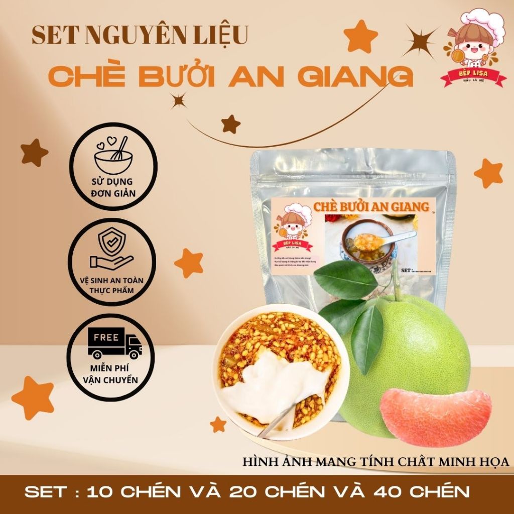 [MUA 1 TẶNG 1 ]Set Chè Bưởi Đậu Xanh An Giang SET 20 Chén -TẶNG 1 SET TRÀ SỮA  DÙNG THỬ tại BẾP LISA
