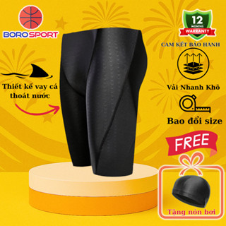 Quần Bơi Lửng mẫu mới 2025 Kèm Nón Bơi Nam Hoa Văn Vây Cá Mập Co Giãn Thoát Khí Nhanh Khô Cleacco QBL Boro Sport