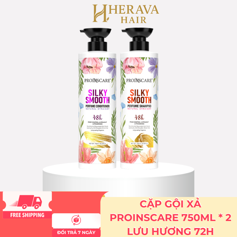Dầu Gội Xả PROINSCARE Silky Smooth 750ML Kiềm Dầu, Sạch Gàu, Dưỡng Ẩm  Hương Nước Hoa 72H