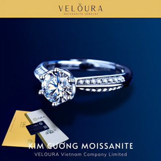 Nhẫn Nữ Kim Cương Moissanite 1 Carat - Chính Hãng VELOURA - Vương Miện Sáu Chấu Cao Cấp | GRA VJN007