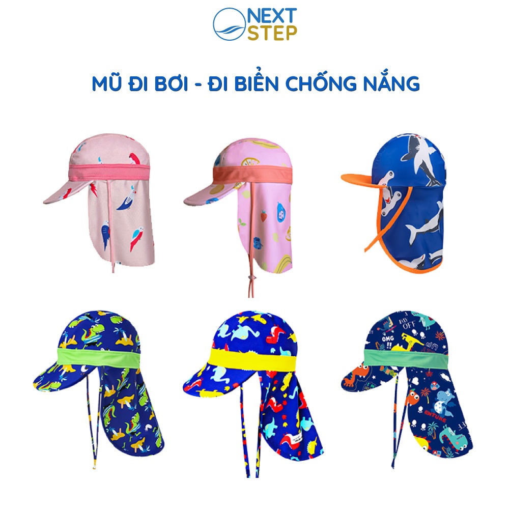 Nón bơi che nắng cho bé đi biển chất liệu vải bơi co dãn tốt che gáy chống nắng