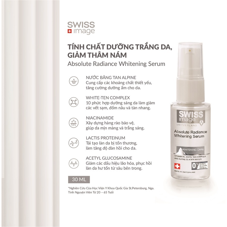 Serum Swiss Image Dưỡng Sáng Da, Giảm Xỉn Màu 30ml Absolute Radiance Whitening Serum | BigBuy360 - bigbuy360.vn