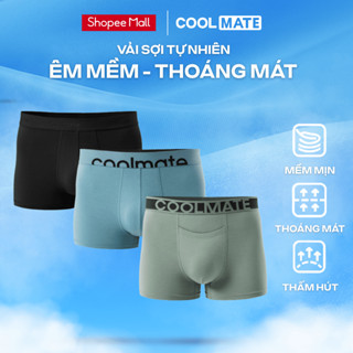 Combo 3 quần lót nam Trunk Lenzing Modal cạp logo + khe moi kháng khuẩn, thấm hút tốt Coolmate