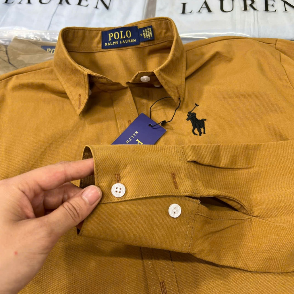 (Nhiều màu) Áo sơ mi vàng chanh Raph Lau form vừa, sơ mi con ngựa thêu chất cotton kaki full tag mác D002 | BigBuy360 - bigbuy360.vn