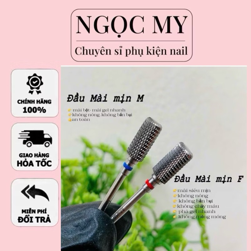 Đầu mài chuẩn titan mỹ đầu mài mịn, phá gel, phá bột bo viền xanh đỏ