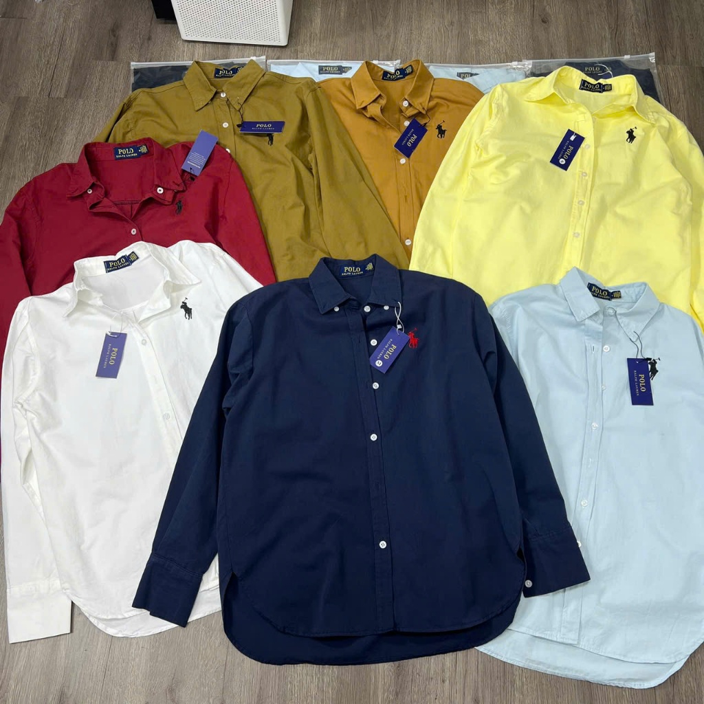 (Nhiều màu) Áo sơ mi vàng chanh Raph Lau form vừa, sơ mi con ngựa thêu chất cotton kaki full tag mác D002 | BigBuy360 - bigbuy360.vn