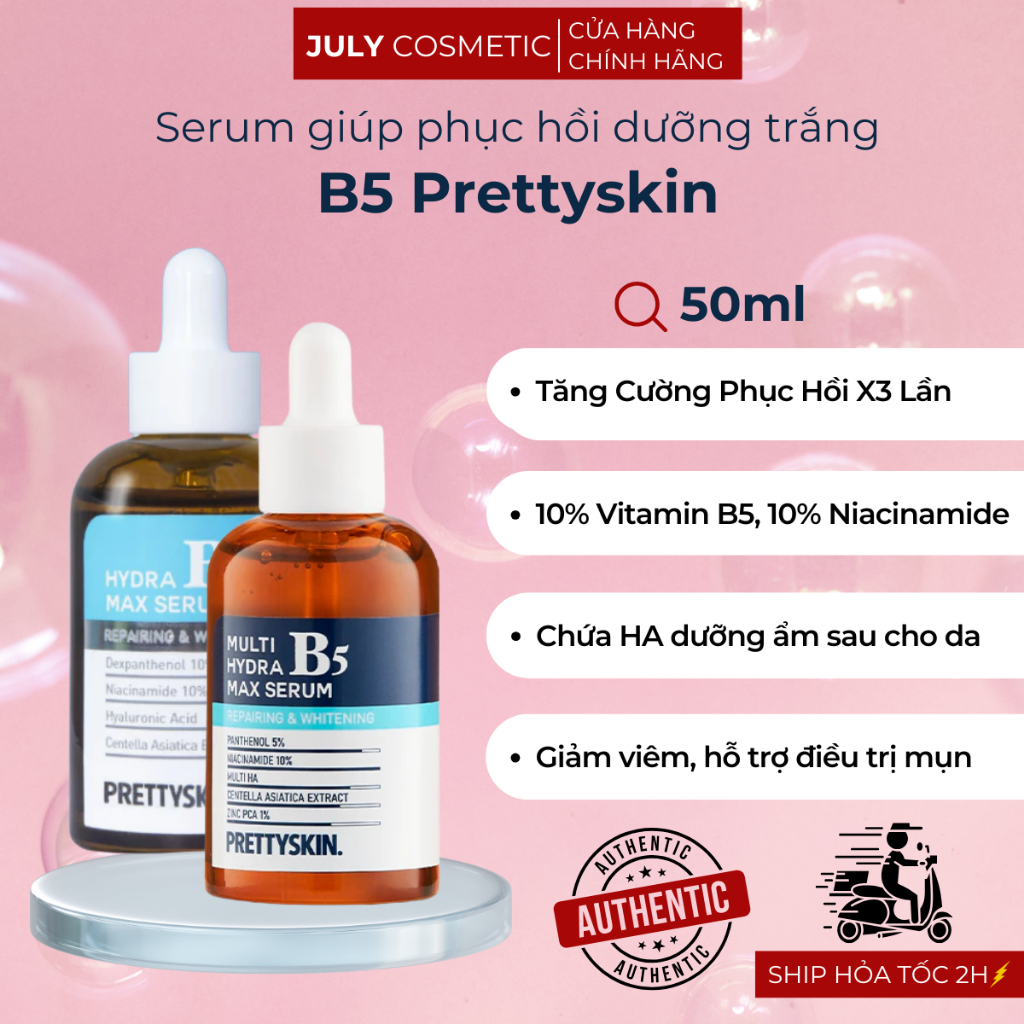 Serum giúp phục hồi dưỡng trắng B5 Prettyskin 50ml | July Cosmetic