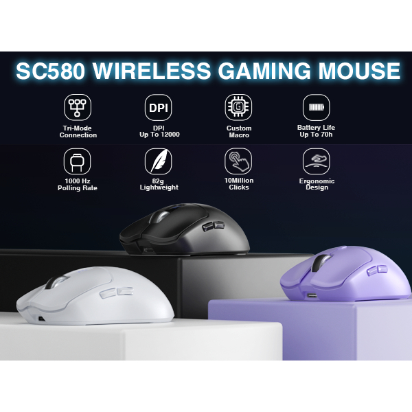 Aula SC580 chuột gaming 3 mode, thiết kế công thái học | BigBuy360 - bigbuy360.vn