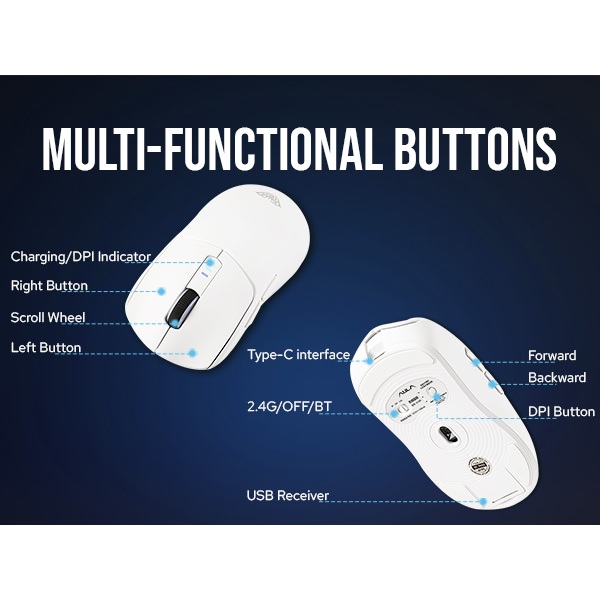 Aula SC580 chuột gaming 3 mode, thiết kế công thái học | BigBuy360 - bigbuy360.vn