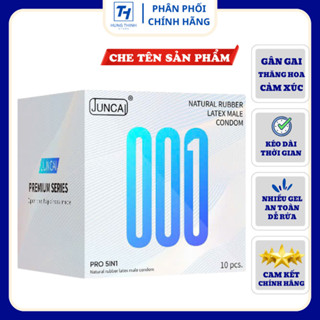 Bao cao su Juncai siêu mỏng cao cấp, kéo dài quan hệ, gân gai, bcs oio siêu mỏng nhiều gel - Hộp 10C