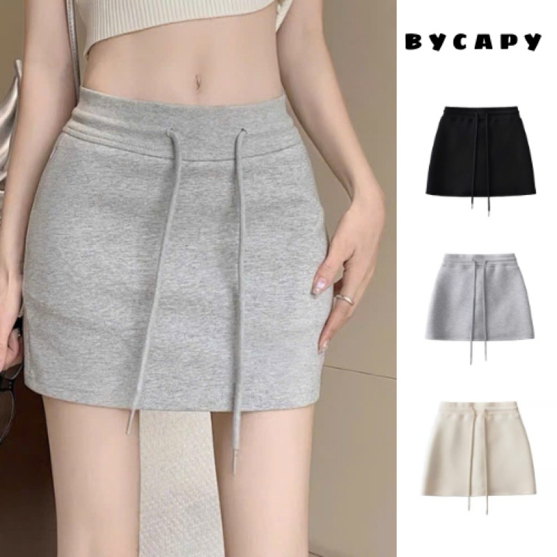 Váy ngắn ôm dáng chữ A cạp cao dây rút chất nỉ kèm quần bảo hộ, váy chữ A ôm gọn dáng Nữ Women Bycapy | BigBuy360 - bigbuy360.vn