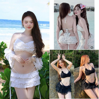  Set bikini full bèo nhún 4 món kèm áo váy kín đáo S36 Hàng loại 1 