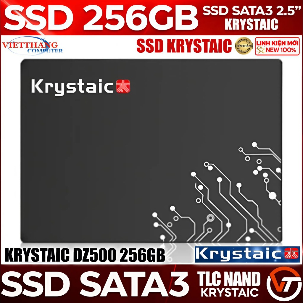 Ổ cứng SSD Krystaic DZS500 256GB SATA3 ( 550 MB/s - 500 MB/s ) Nand 3D TLC New 100% BH 3 Tháng