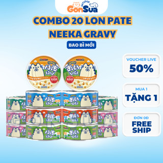 (Combo 20 lon) Pate mèo Neeka lon 85g dạng sốt thịt, pate Neeka cho mèo dạng gravy vị gà mix rau củ