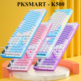  Bàn Phím Và Chuột Giả Cơ Có Dây - PKSMART K500+G5 - LED Xuyên Chữ Nhiều Màu Trắng Đen Hồng Xanh Dùng Cho Máy Tính 