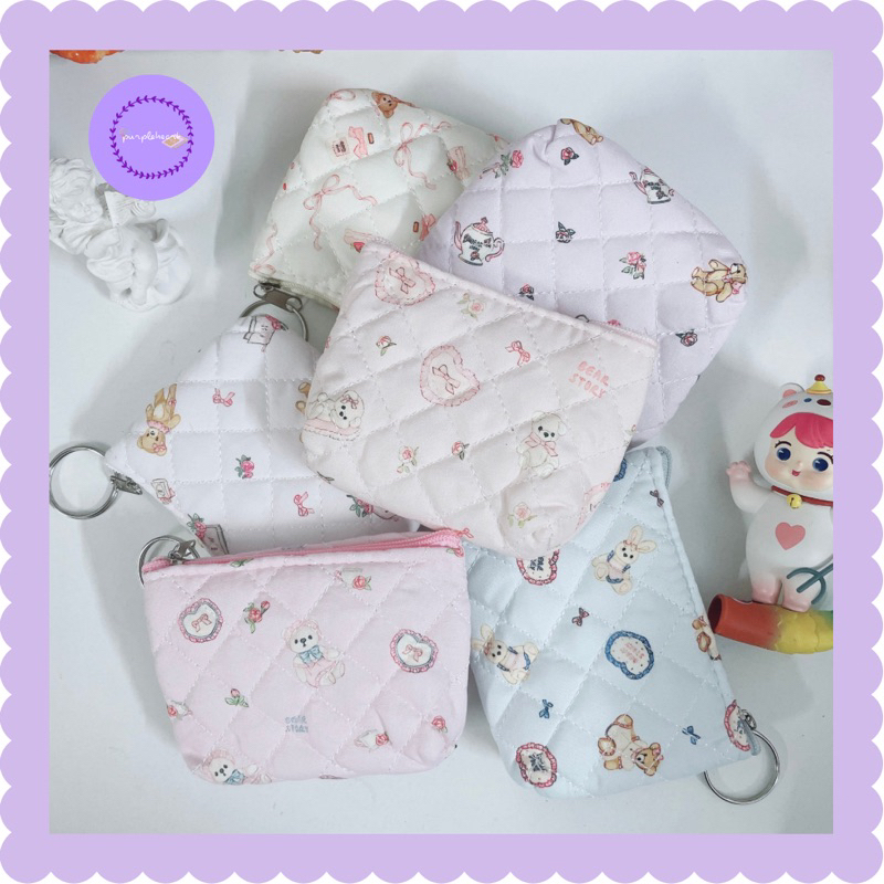 Ví Mini Hình Gấu Vintage Màu Pastel Đựng Tiền Lẻ, Đồ Dùng Cá Nhân…