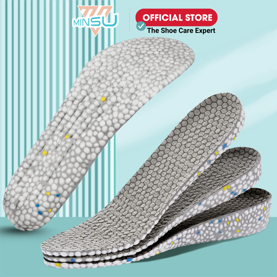 Lót Giày Tăng Chiều Cao MINSU M7025 Công Nghệ Ultraboost, Miếng Độn Đế Cao Su Non Siêu Êm Nhẹ,Thoáng Khí Cho Nam Nữ
