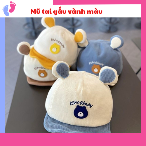 Mũ lưỡi trai trẻ em hình gấu cho bé 3-18 tháng dễ thương Chất liệu cotton có điều chỉnh to nhỏ saubabi