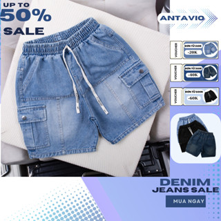 Quần Short Jean Nam, Quần Lửng nam Jean Ngắn ANTAVIO Chất Liệu Jean Mềm Mại 3 Màu M-3XL 45-90KG 2681