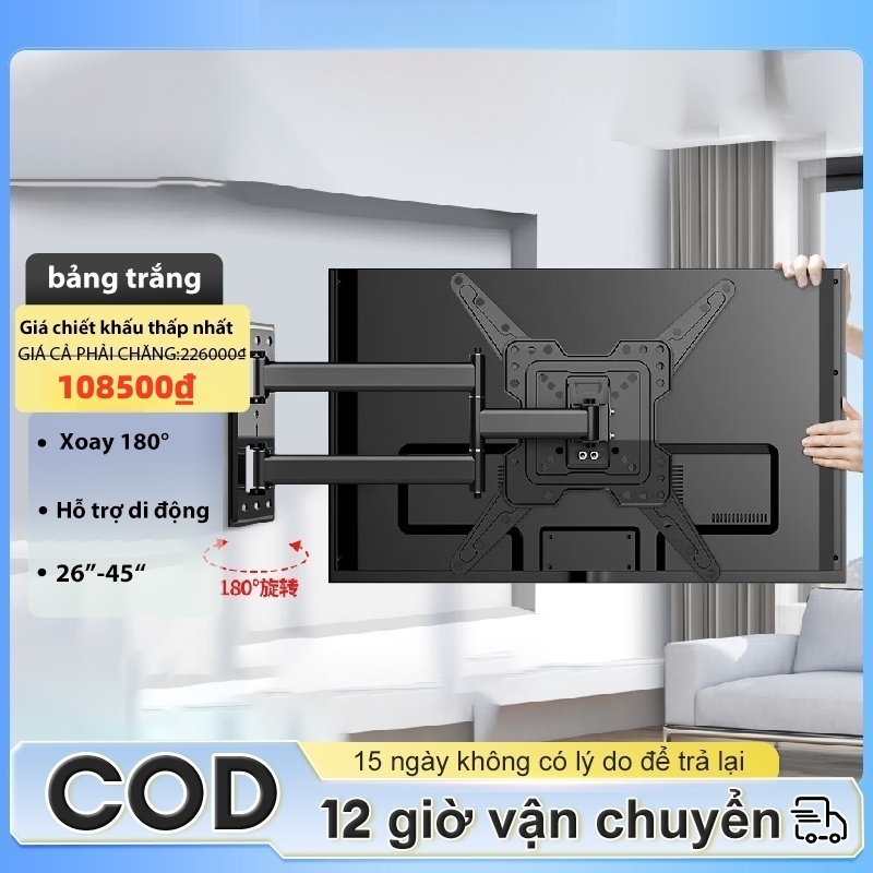 BESTPOOL Giá treo tivi xoay đa năng14-55 inch Giá treo tường TV khớp nối chuyển động đầy đủ, có xoay và nghiêng