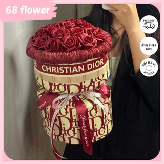 [Tặng Túi + Đèn] Bó Hoa Sáp DO 16 Bông Làm Quà Tặng Sinh Nhật Valentine Ý Nghĩa Decor Phòng 14/2 8/3 20/10