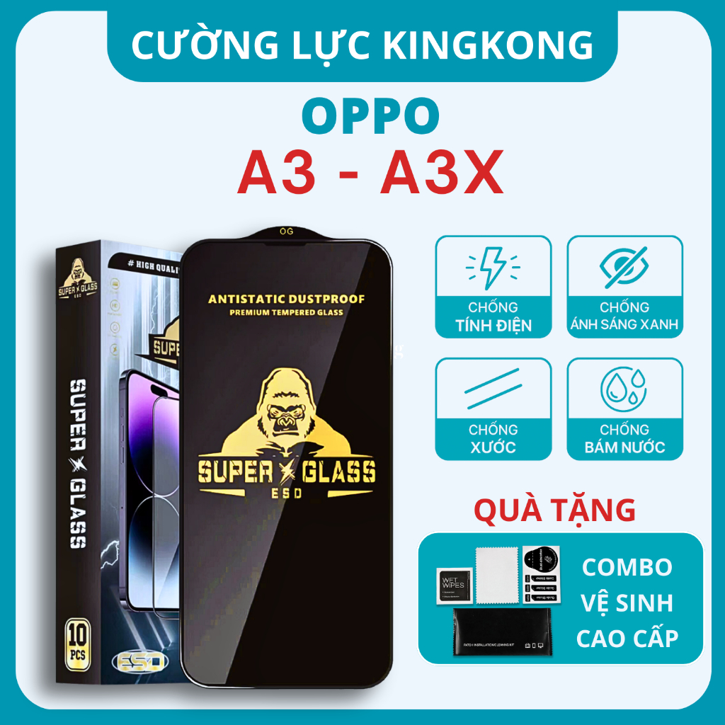 Kính cường lực OPPO A3, A3X Kingkong full màn |Miếng dàn màn hình cho OPPO| se