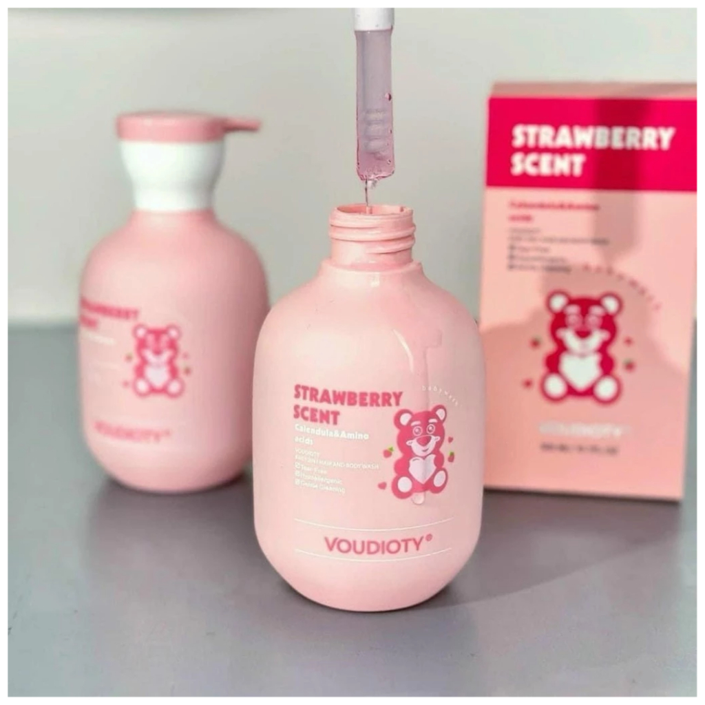 Sữa Tắm Gội Gấu Dâu Voudioty Giúp Làm Sạch, Dưỡng Ẩm Cho Da Và Tóc Cho Bé 300ml