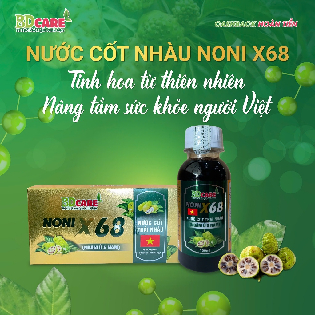 Hộp 10 Chai Nước Cốt Nhàu NONI X68 - 100ml / Chai BDcare