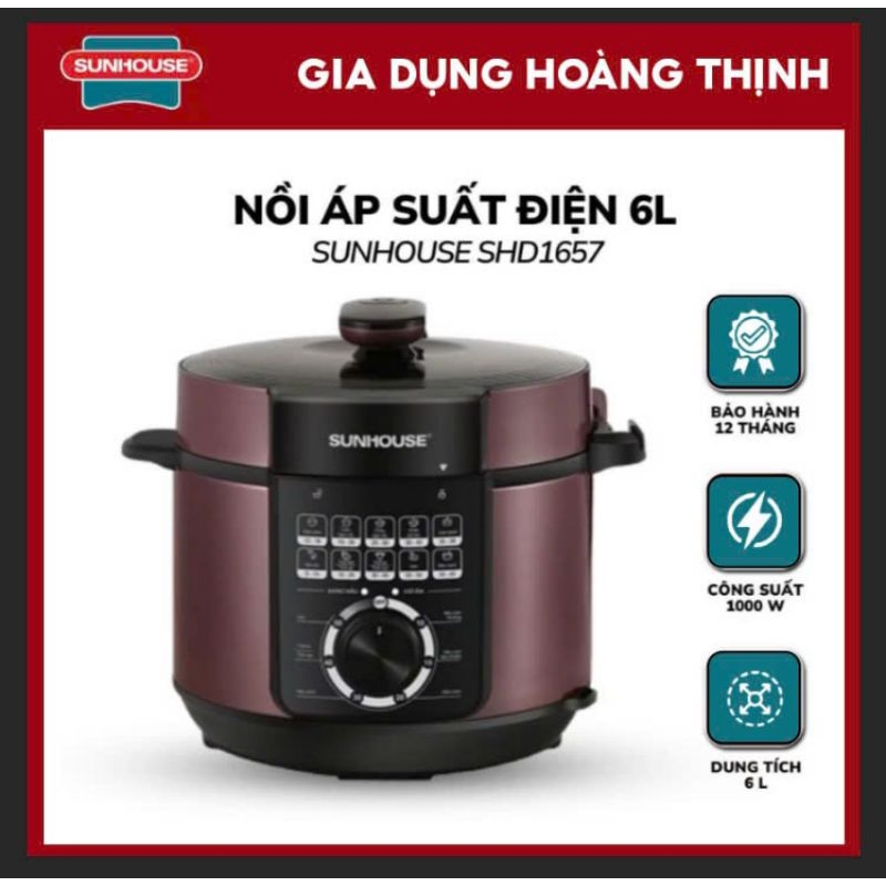 Nồi áp suất điện sunhouse 6 lit -1657 hàng chính hãng giá tốt