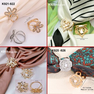 GOTI Khóa Cài Khăn Lụa Quàng Cổ Cao Cấp Khoen Cài Nút 2 Hạt Vòng Màu Trắng Bạc Làm Nơ Tạo Kiểu K905