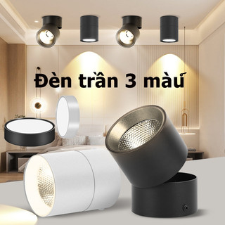  Đèn trần 3 màu LED spotlight 7W 10W 15W Có thể gập lại và xoay được đèn led trần nhà downlight đèn decor 