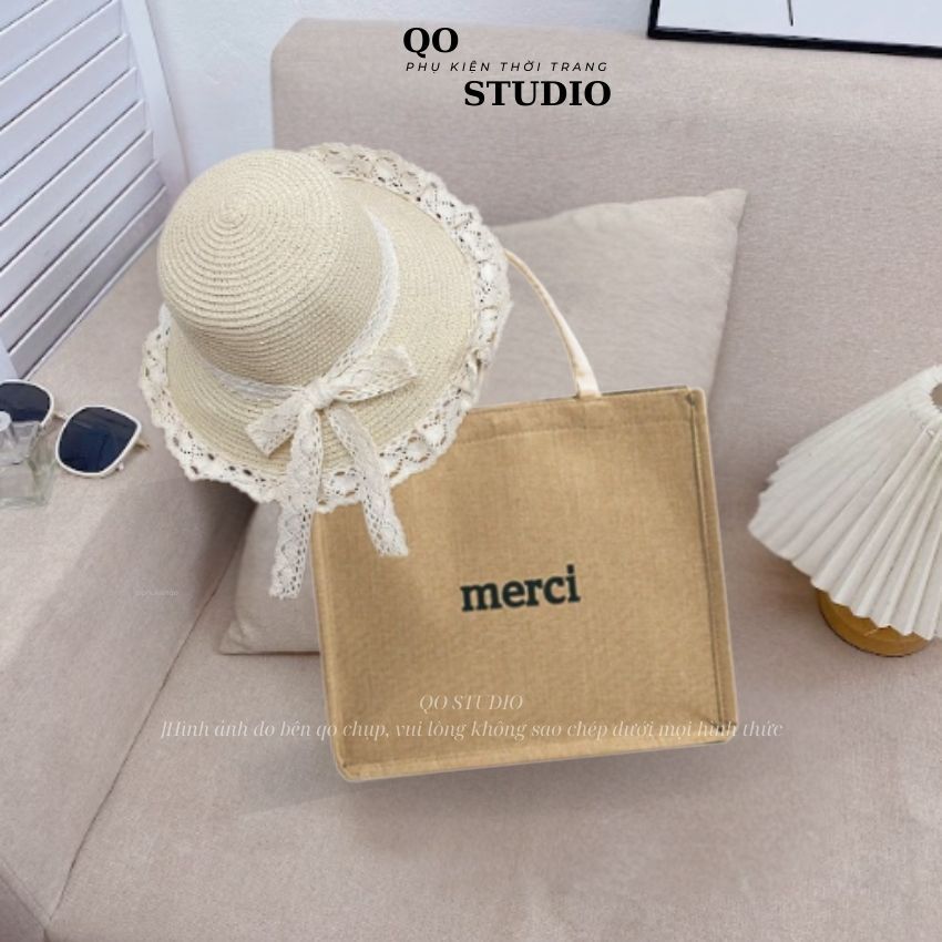 Combo Túi Mũ Đi Biển Đi Chơi Siêu Xinh, Mũ Viền Ren Xinh Xắn Nhẹ Nhàng Nữ Tính T38M17 QO STUDIO