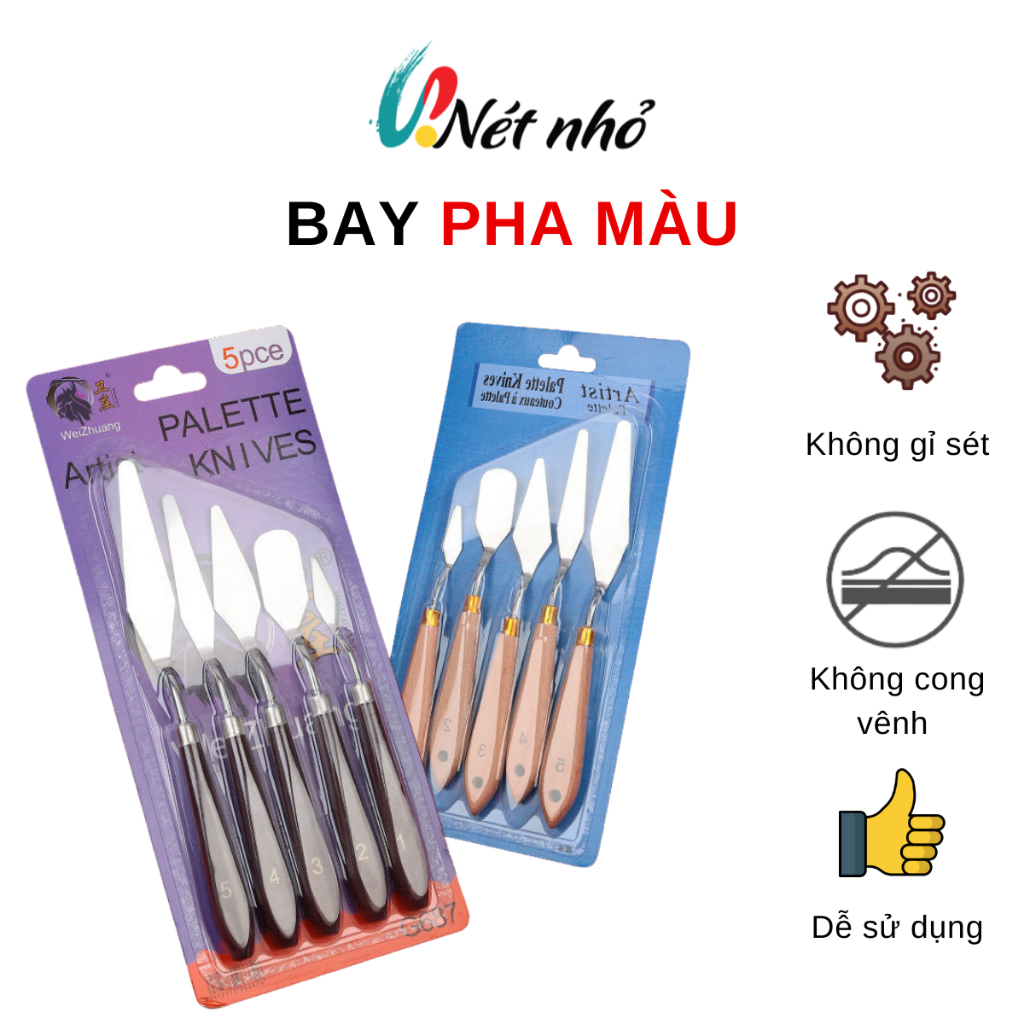 Bay Pha Màu Inox Chống Gỉ, Dụng Cụ Pha Màu Acrylic, Gouache