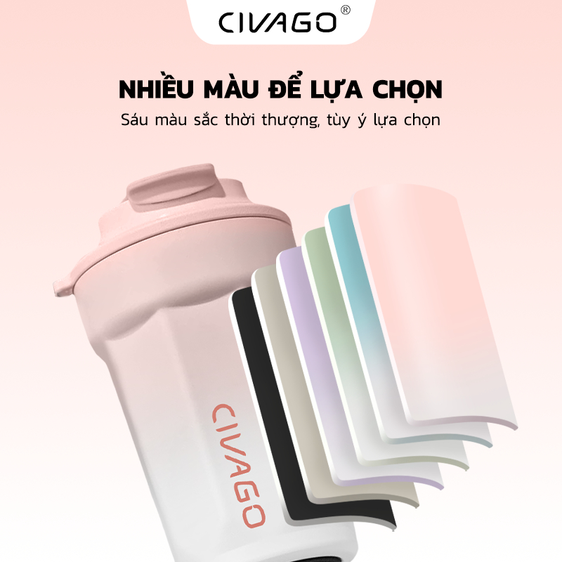 CIVAGO（13oz）Cốc cà phê bằng thép không gỉ lót gốm có nắp bình chân không cốc nóng lạnh 400ml | BigBuy360 - bigbuy360.vn