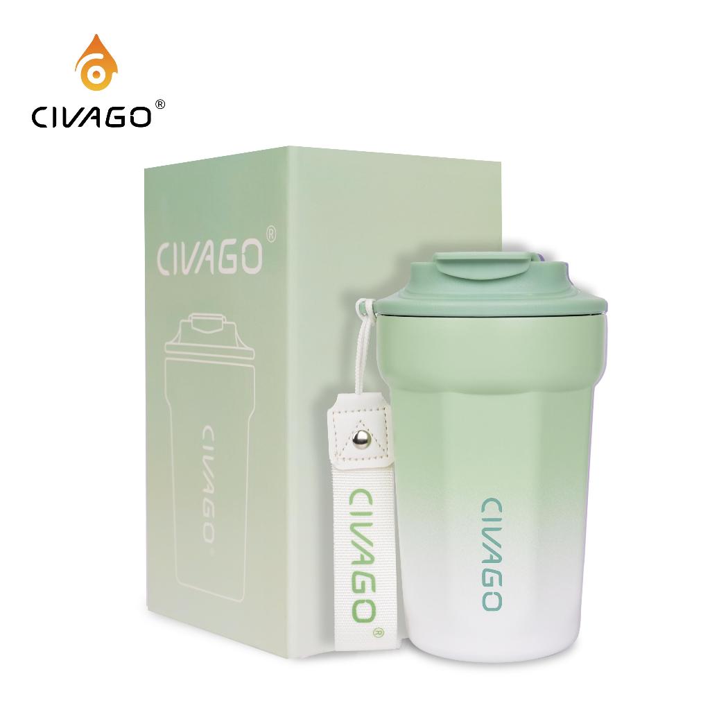 CIVAGO（13oz）Cốc cà phê bằng thép không gỉ lót gốm có nắp bình chân không cốc nóng lạnh 400ml | BigBuy360 - bigbuy360.vn