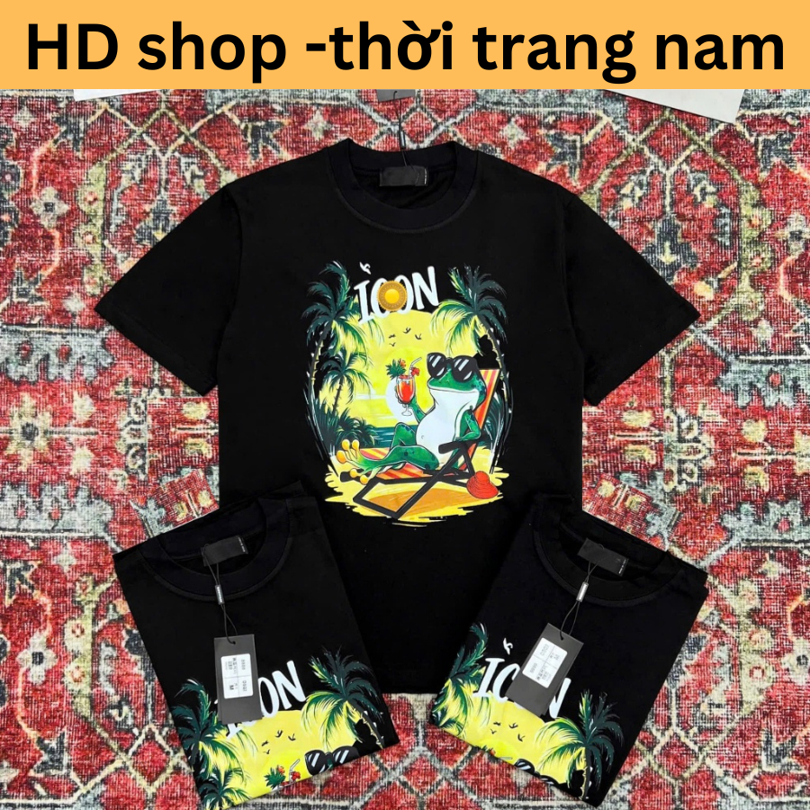 Áo Phông Nam icon In Hình icon cây dừa & ếch xanh Màu Sắc Siêu Đẹp - Áo hdshopquanao