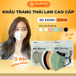 Combo 100 chiếc khẩu trang Thái Lan 5D Kenki cao cấp nhiều màu, giúp bảo vệ mặt và kháng khuẩn tốt