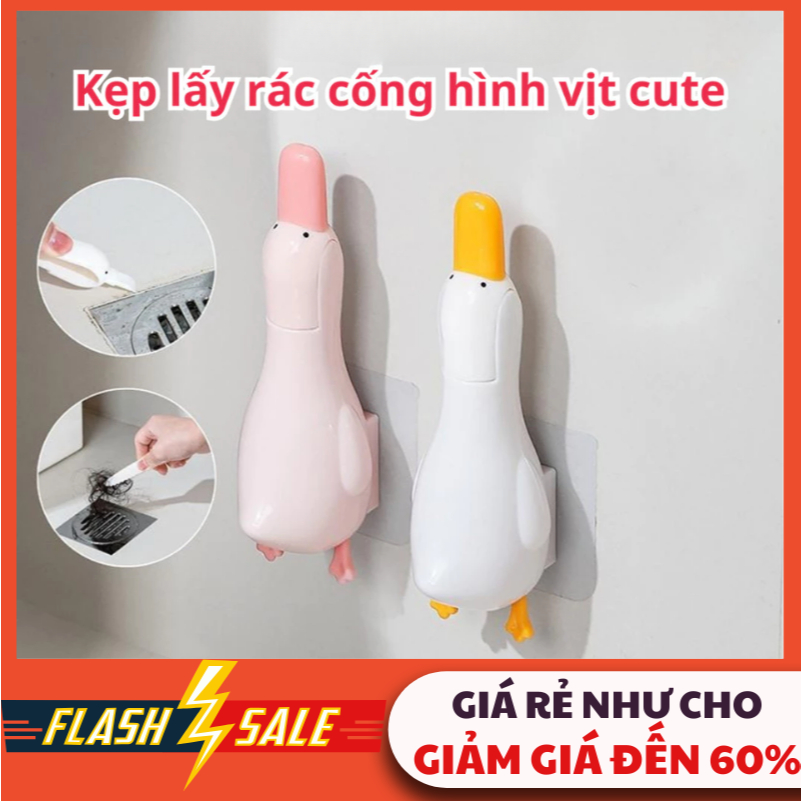 COMBO 3 Kẹp Gắp Tóc Nhà Vệ Sinh Hình Vịt Chống Tắc Nghẽn Chất Liệu Nhựa Dán Tường Dụng Cụ Gắp Rác #