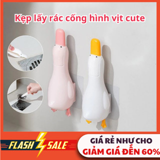 COMBO 3 Kẹp Gắp Tóc Nhà Vệ Sinh Hình Vịt Chống Tắc Nghẽn Chất Liệu Nhựa Dán Tường Dụng Cụ Gắp Rác #