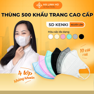 Thùng 500 cái khẩu trang 5D Kenki Thái Lan cao cấp  4 lớp kháng khuẩn giúp chống tia UV hiệu quả