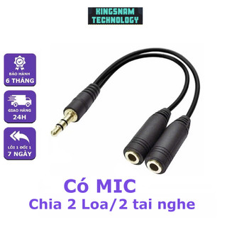  Có MIC Cáp chia cổng jack 3.5mm ra loa và tai nghe Chia Loa Tai Nghe Từ 1 Cổng 3.5 Thành 2 Cổng 3.5 mm 