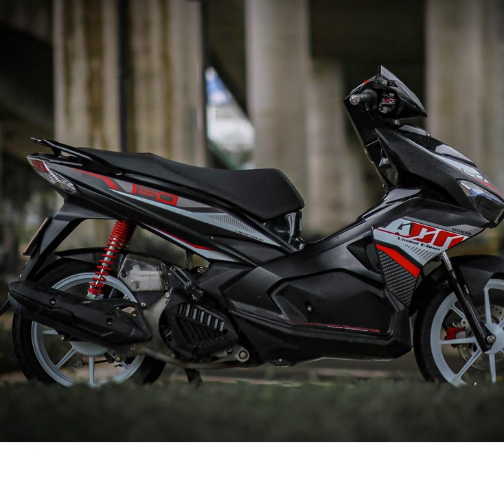 TEM RỜI mẫu ADN đỏ bạc cho AirBlade 125 đen - tem cao cấp không bay màu