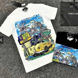 Áo Phông Nam DSQ In Hình Cây Dừa xanh  Màu Sắc Siêu Đẹp - Áo Phông DSQ Nam Chất Cotton Cao Cấp 2màu đen trăng tdman