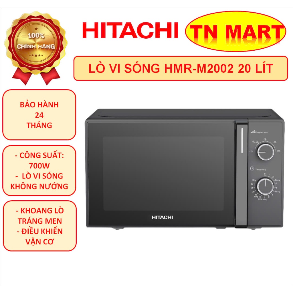 Lò vi sóng Hitachi HMR-M2002 20 lít, công suất 700W, không nướng, hàng mới chính hãng, bảo hành 24 t
