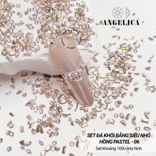  Set Đá Khối Chân Bằng Super Mini Siêu Nhỏ Đính Nails Chân Vàng Màu Hồng Pastel Khoảng 100 Viên ANGELICA SDKCBMN-06 