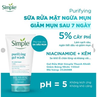 Sữa Rửa Mặt Simple Refreshing Facial Wash Dịu Nhẹ Cho Da Dầu Mụn, Nhạy Cảm 150ml Duduhouse