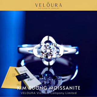  Nhẫn Nữ Kim Cương Moissanite 1 Carat - Chính Hãng VELOURA - Cỏ Bốn Lá Cách Điệu | GRA VJN013 
