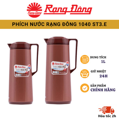Phích Đựng Nước ,Cafe RẠNG ĐÔNG 1L RD-1040 ST3.E Nút Bấm , Giữ nóng 12h - Giữ lạnh 24h Ruột Thủy Tinh Cao Cấp