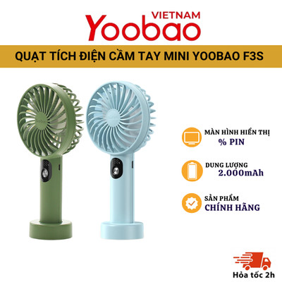 Quạt sạc mini cầm tay YOOBAO F3S 2000mAh có ba chế độ gió - Thiết kế nhỏ gọn tiện dụng, nhiều màu sắc đa dạng