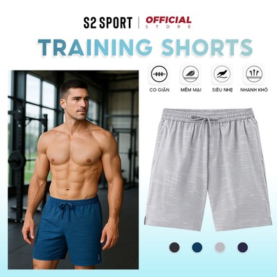 Quần đùi thể thao nam S2 SPORT vải gió lạnh hoạ tiết camo mờ mặc hè năng động, thoáng mát - QS06